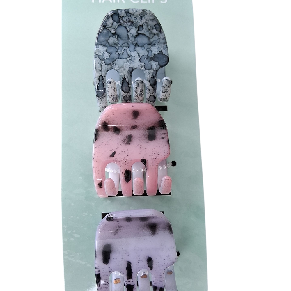 Set of Three Patterned Hair Clips